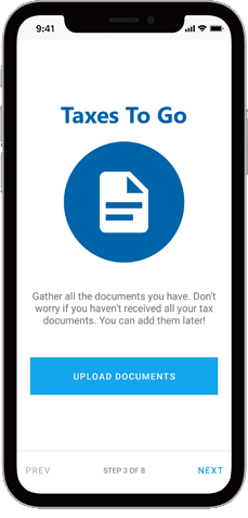 Upload documents screen