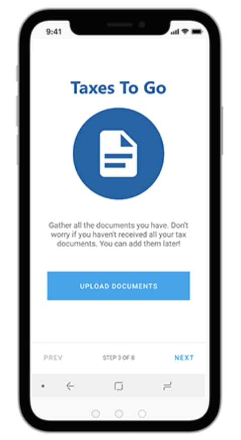 Upload documents screen